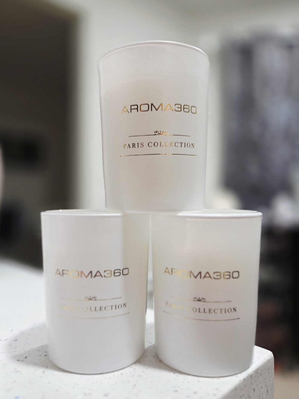 🕯AROMA360 Paris Collection Frosted White Candles (Set of 3)